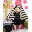 Black Baby Bodysuit Rosettes Pettiskirt & Sparkle Rhiinestone My Little Black Dress Print JS5023